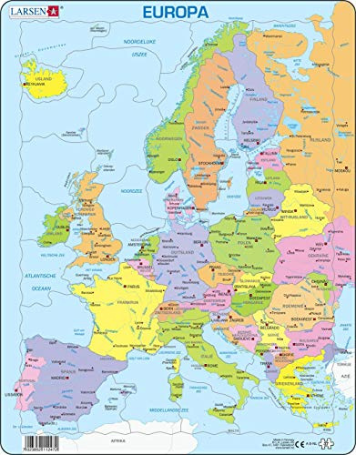 Larsen A8 Europa Politische Karte Puzzle für Kinder – Niederländisch Edition, 37 Teile, Rahmenpuzzle für Anfänger