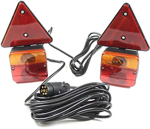 Cardepot24 Rückleuchten Set 7-polig 6,5m verkabelt Anhänger Anhängerbeleuchtung Rücklichter rot