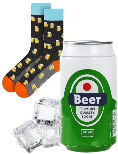 soxo Pack Cervezas Para Regalar - Calcetines Hombre Divertidos Lata 40-45