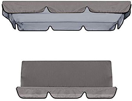 Rpporm Kissen für 3 Sitzer Hollywoodschaukel, inklusive passendem Dach, ideal für den Außenbereich Gartenschaukelsitzbezug Patio Schaukelstuhl Baldachin Deckbezug Wasserdicht Gartendeko