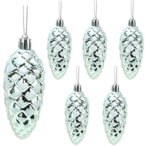 Christmas Concepts® 6er-Pack – 90 mm glänzende und glitzernde Tannenzapfen-Kugeln – Christbaumschmuck