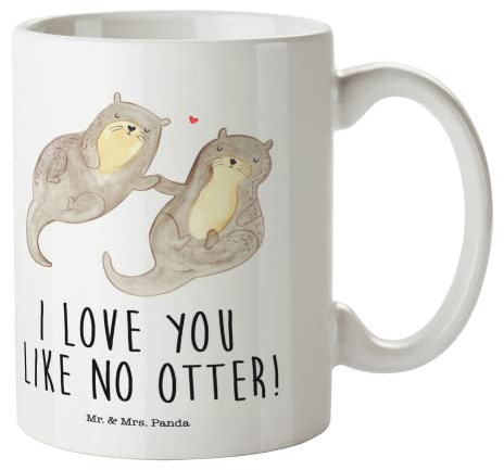 Mr. & Mrs. Panda Kindertasse Otter Hände halten - Geschenk, Liebe, Romantisch, Seeotter, Trinklernbecher, Kinderbecher, Personalisiert, Kindergeburtstag, Tasse Für Schulanfänger, Paar, glücklich