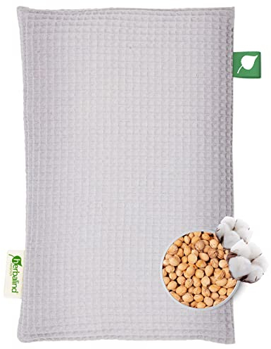 HERBALIND Wärmflasche Kirschkernkissen Waffel - 100% OEKO TEX Baumwolle - Wärmekissen Körnerkissen Mikrowelle Natur Handmade in Germany für Erwachsene Kinder - 600g, 20x30cm (grau)