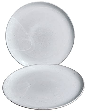 PintoCer - 2 x Platos Llanos Grandes de Ceramica de Gres, 28 cm, Platos de Cena, Apto para lavavajillas y microondas