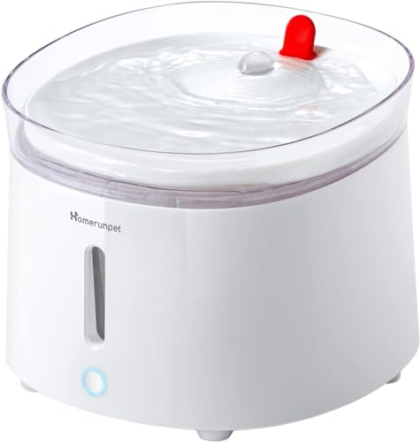 Homerunpet Cat Water Fountain with Wireless Pump, 2L Ultra Quiet Pet Water Fountain, Easy to Clean and Assemble Cat Water Fountain for Drinking, Dual Working Mode, Smart Led Light, Filters included