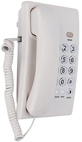 Teléfono Fijo de Escritorio para Personas Mayores, Botones Grandes Y Teléfono con Cable de Sonido para el Hotel en Casa Y la Oficina (diseño Simple) (Blanco)