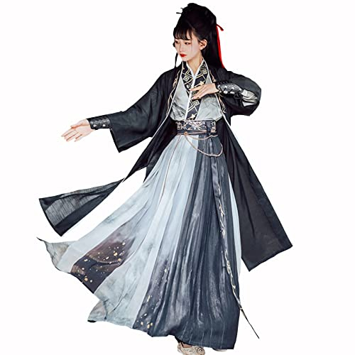 Hanfu Robe Hanfu Traditionnelle Chinoise Ancienne Halloween Noël Déguisements Cosplay Hanfu De Même Style pour Hommes Et Femmes Costume De Scène Étudiant (Color : Black, Taille : XXL)
