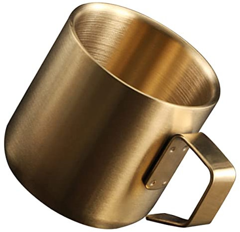 Anneome Tasse en Acier Inoxydable 304 150ml Anse Bol Déjeuner Métallique pour Café Thé Usage Quotidien Maison Bureau