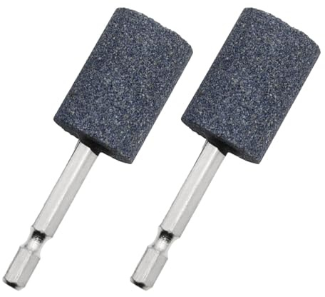 2Pcs Grinding Wheel Head Fine Sanding 6.35mm Grinding Stones Hex Drill Bits for Machinery Wood Products Gems Cemented Carbide, Cylindrical 79mm