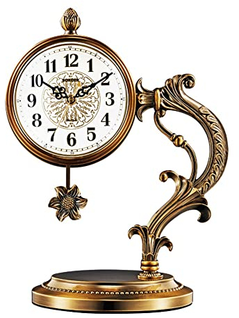 LUOYAOB Vintage Kaminuhr Vintage Schreibtischuhr, Retro -Metallmanteluhr, stille Pendel Tischuhr for Wohnzimmer Schlafzimmer Nachtkamin, Bauernhaus, Regal Dekor Geschenk