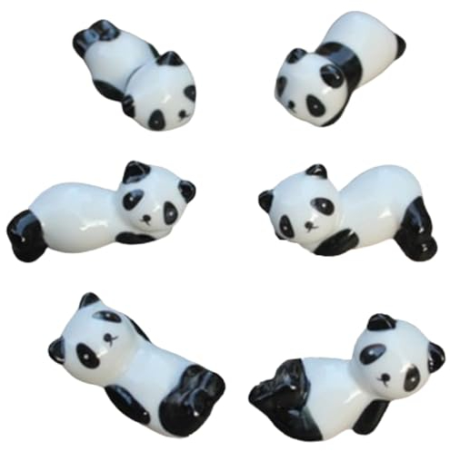 Ceramic Chopstick Holder Ceramic Chopstick Rest Cute Chopstick Rest Panda Chopsticks Rest Dinner Spoon Stand Fork Holder Kitchen Art Craft Tableware for Placing Chopsticks While Eating (Set of 6 PCS)