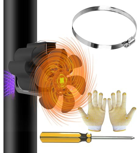 GRACETOP Magnetic Stove Fan, Magnet Log Burner Fan, Chimney Fan Silent, Stove Flue Pipe Fan 6 Blade, Heat Powered Wood Burner Fan, Fireplace Fan for Wood Burning Stove, Eco-Friendly Fire Fan