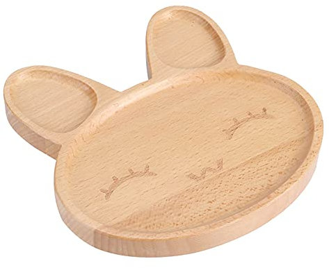 Aramox Assiette en Bois Bol à Vaisselle divisé Plateau de Service de Collation pour Enfants Vaisselle en Forme D'animal Mignon