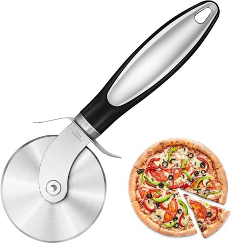 Premium Pizza Cutter Wheel, Stainless Steel Sharp Pizza Slicer,Smooth Rotating Pizza Cutter Wheel with Non-Slip Ergonomic Handle,Black
