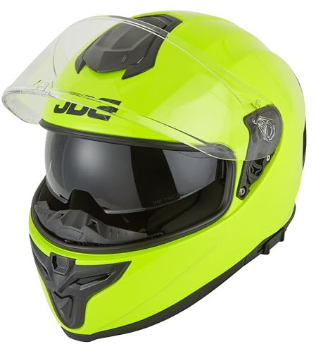 JDC Motorcycle Helmet Full Face - Retractable Double Visor ECE 22.06 - SABRE - Yellow - M