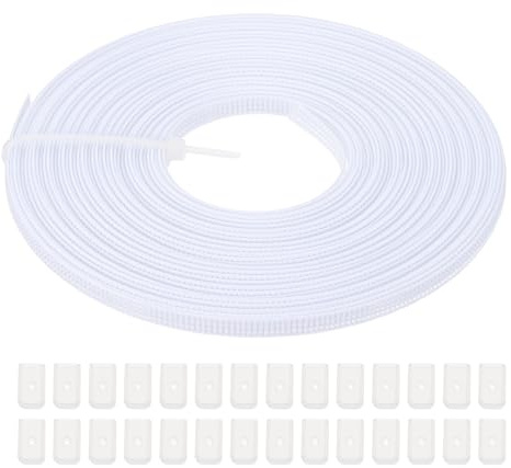 PATIKIL Ossa per Cucire, 10 Iarde 5mm Ampio Poliestere Cuci-Attraverso Stecche per Corsetti Corsetto Stecca con 40Pz Cappucci Terminali per Corsetto Abito Sposa Cappello Fai da Te, Bianco