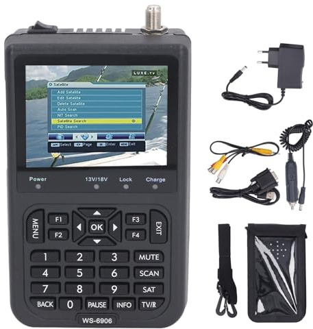 WS-6906 950–2150 MHz HD Star Satellitenfinder Messgerät Finder DVB S Satellitenfinder 3, 5 Zoll TFT LCD Bildschirm 100–240 VAC (EU-Stecker)