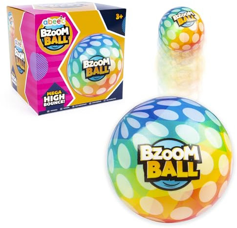 abeec Bzoom Ball | High Bounce Rainbow Ball | Vibrant Outdoor Toy for Kids | Thick Durable Rubber | Fun Garden, Beach & Playground Game | Holiday & Summer Sports Activity | Age 3+