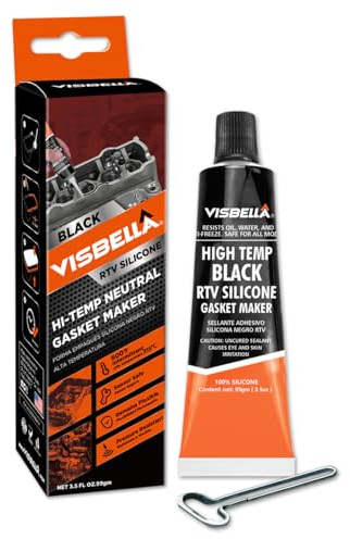 Visbella Gasket Maker Oil Resistant Sensor Safe Neutral RTV Silicone Sealant Non-Corrosive High Flexibility Ideal for Domestic & Older Vehicles 99g (BLACK)