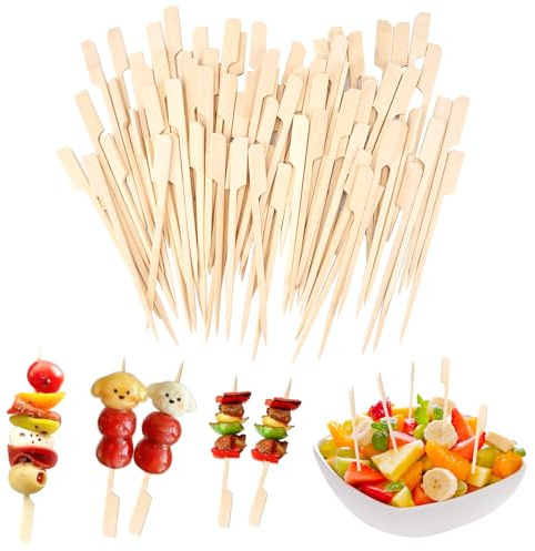 400 Stück Bambus Spieße Fingerfood, 12cm Holzspieße aus Bambus, Fingerfood Spieße, Schaschlikspieße Holz, Naturholzspieße aus Bambu, für Snacks, Cocktailspieße, Burgerspieße, Obstspieße, Partyspieße