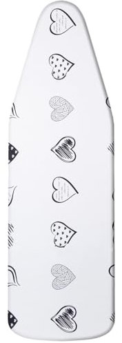 Yizunnu Bügelbrettbezug, 140 x 50 cm, dicke Polsterung, Kordelzug zum Festziehen, verstellbarer Verschluss, einfache Passform und kratzfester Druck (Herz)