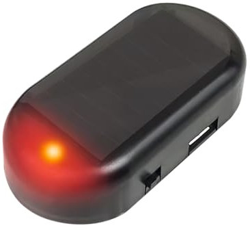 Solar-Powered Fake Car Alarm Flashing Light with Red Led Light Car Alarm System Anti-Theft Led Security Light Simulated Dummy Alarm Warning for Van Vehicle USB Backup Charging