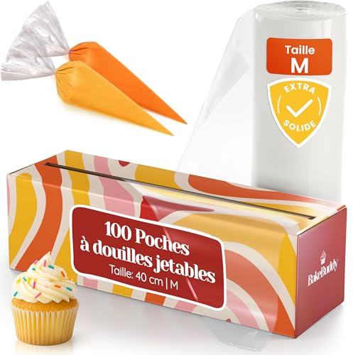 BakeBuddy Premium Einweg-Spritzbeutel (100 Stück, M/40 cm) – Extra robuste Spritztüten aus recycelten LDPE Material zum Dekorieren von Torten & Gebäck und Backen von Plätzchen & Keksen reißfest