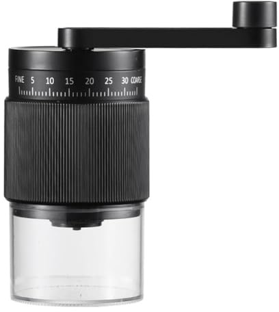 Moulin à café manuel avec poignée ergonomique et options de broyage réglables (noir)