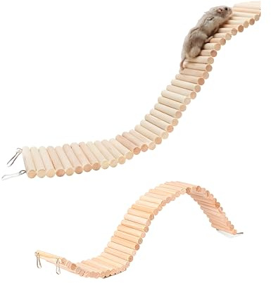 Pont pour hamster, échelle, jouet d'escalade, jouet d'escalade en bois, jouet d'échelle en rat flexible, accessoire de cage pour petits animaux, convient pour hamster, cochon d'Inde, rats, oiseaux, 60