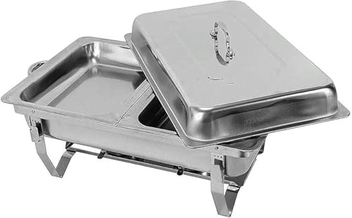 pacchetto di buffet, Set di scaldavivande in acciaio inossidabile, argento, rettangolare, da 9 litri, for buffet e catering