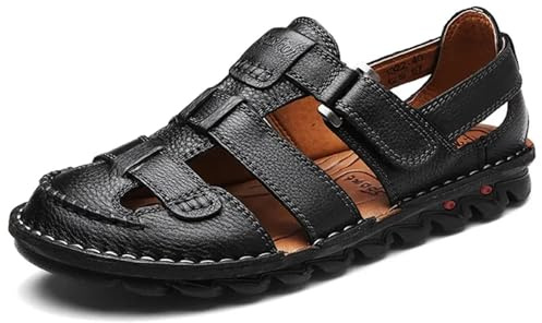 Utomhussandaler för män sommar klassiska sandaler för män, handgjorda, för utomhus, bekväma, strandskor för, Svart, 35 EU