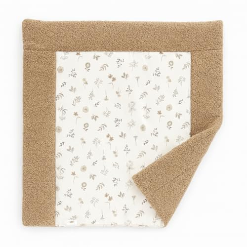 Wickelauflage 75x75 cm Baby Wickelunterlage Wickeltischauflage aus Baumwolle mit Boucle, weiche hygienische Unterlage zum Windeln Wechseln Wickelmatte Beige