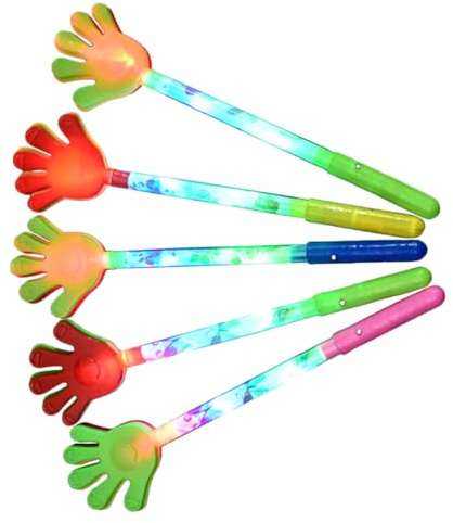 Veemoon 5 pièces Mains Lumineuses à Claquer Plastique pour Concerts Jouets de Fête Pratiques et Amusants Accessoires de Support pour Célébrations et Activités Scolaires