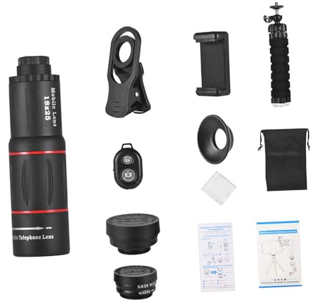 Bewinner Kit Teleobiettivo Universale 18X per Telefoni Cellulari con Obiettivo Grandangolare Macro Fish-eye per Appassionati di Fotografia e Viaggiatori