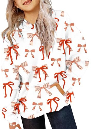 Mjjsk Söta huvtröjor för flickor trendigt hjärta grafisk långärmad pullover sweatshirt barn Preppy vardaglig tröja med huva bekväm mjuk huvtröja topp, Röd, 4-5 Years