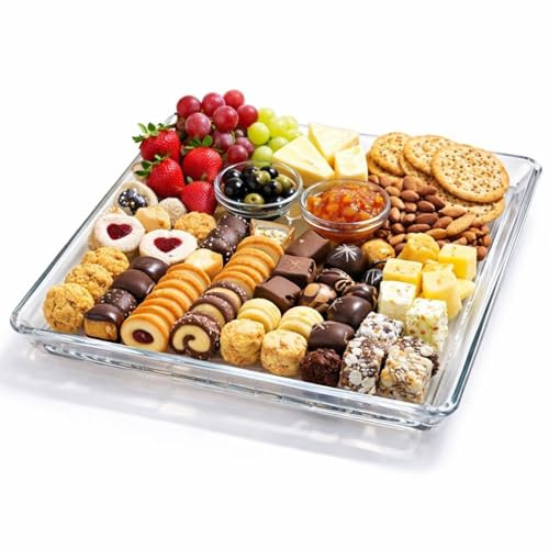 vienberg Servierteller quadratisch 24x24cm aus Kristallglas – Pasabahce Madlen Glasteller für Kuchen, Dessert & Sushi – Serviertablett spülmaschinenfest & bleifrei, made in Europe
