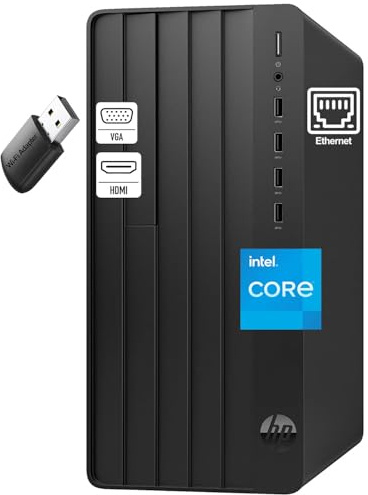HP Desktop Computer 290 Tower, 13th Gen 4-Core Intel I3 (Up to 4.4GHz), 16GB RAM, 250GB PCIe SSD, Black Keyboard, No Mouse, Office 365, USB WiFi Adapter, Windows 11 Home