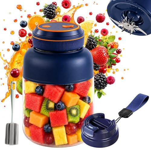 2026 New Portable Wireless Juicer Cup, 38 Blades Large Capacity Portable Blender, Food-Safe Material, Freshly Juiced in 40s, Multifunctional Blender Bottle for Juices,Milkshake,Smoothie (Blue,800ml)