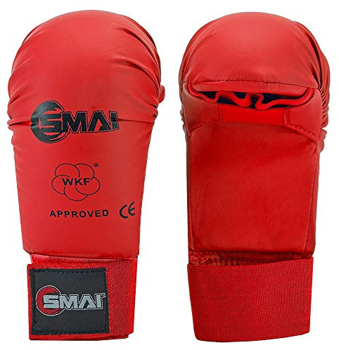 SMAI WKF Approved, Guanti Senza Pollice Unisex-Adulto, Rosso, S