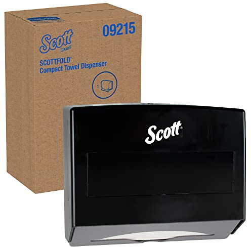Scott Scottfold Kompakter Papierhandtuchspender (09215), Kleiner Handtuchspender, schwarz