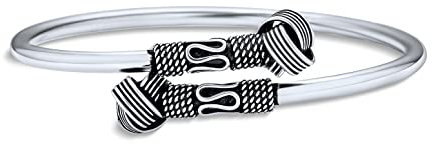 Bling Jewelry Western Stil Stapelbar Bypass Manschette Geknotet Ball West Indian Armreif Armband Für Frauen Teenager Oxidiert .925 Sterlingsilber