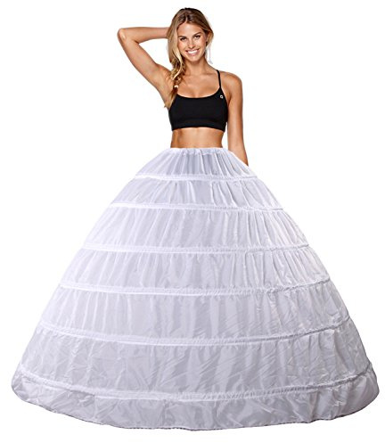 Babydress® Jupons Crinoline 6 Cerceau Mariage Mariée Hoopless Robe de Mariée Femme Jupes Sculptantes Wedding Petticoat Robe de Bal (6 Hoop, Blanc)