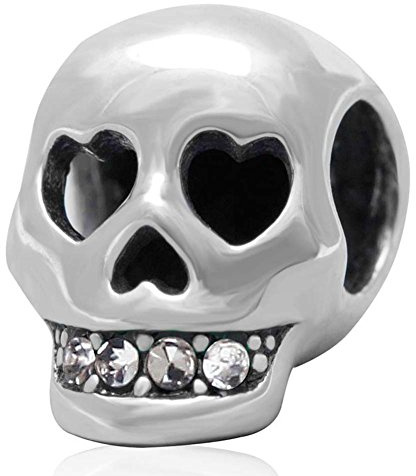 Breloque crâne en argent sterling 925 pour bracelet Pandora