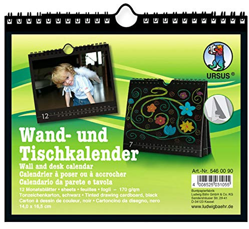 CREATIV DISCOUNT® NEU Wand- und Tischkalender schwarz, 16,5x14cm