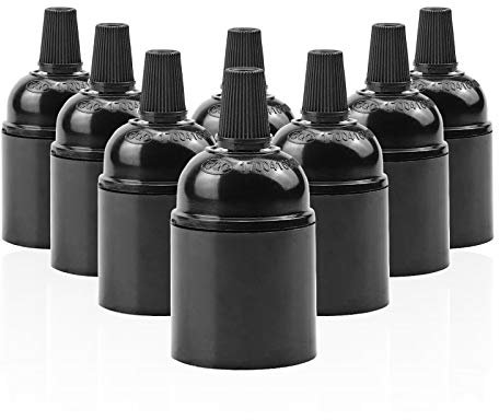 cococity Vintage E27 Douille de Lampe, 8 Pcs Douille à Ampoule 110-240V Support Ampoule Douille E27 Noir Suspension Rétro Décoration pour Café Cuisine
