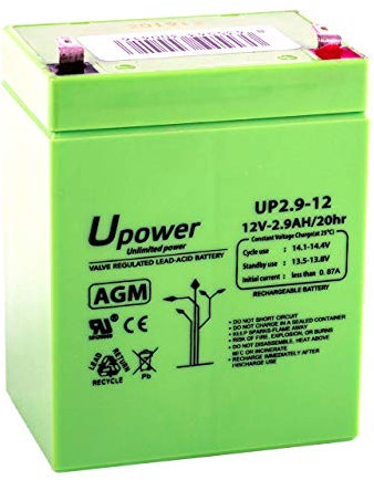U-Power - Batería piombo AGM Sigillata 2.9Ah 12V - Faston F1 4.8mm