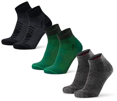 DANISH ENDURANCE Kurze Merinowolle Wandersocken, Atmungsaktiv, 3 Paar | Kurze Merino Funktionssocken, Arbeitssocken, Atmungsaktiv & Leicht Gepolstert, für Sommerwanderungen, Unisex