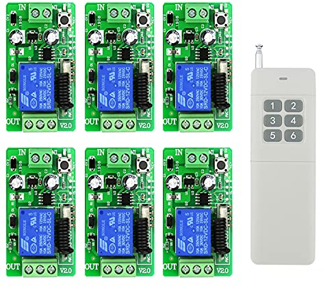 6 canales DC12 V Set mando a distancia inalámbrico receptor salida relé mando a distancia con gran botón 500 m mando a distancia industrial