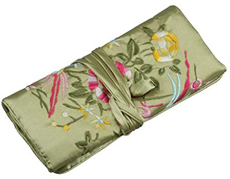 OKwife Oriental Soie Bijoux Rouleau Wrap Bijoux Pochette Organisateur Voyage Cas De Rangement