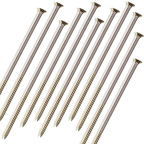 Evadow 100PCS M6-200mm Long Wood Screws, Zinc Yellow, Flat Countersunk Head, Multi-purpose Pozi Drive